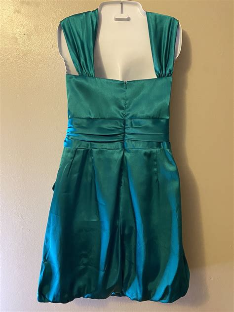 Women David Bridal green dress Wide Straps Side Pocke… - Gem