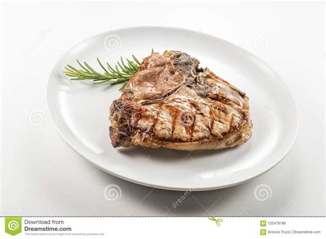 Grilled T Bone Chop Of Pork Stock Photo Image Of Grill Cutlet 120479186