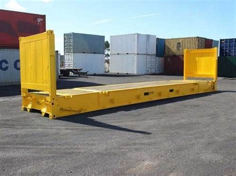 Galvanized Steel Yellow Flat Rack Shipping Container Capacity 50 60