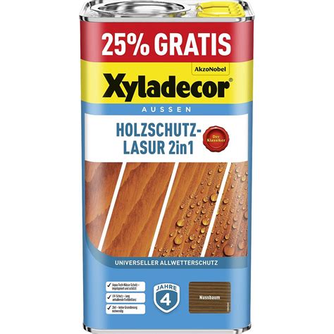 Xyladecor Holzschutz Lasur In Farbton Nussbaum Uv Und Wetterschutz