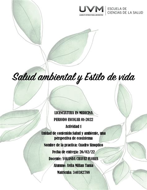 Actividad 1 Salud Ambiental Y Estilo De Vida Docsity