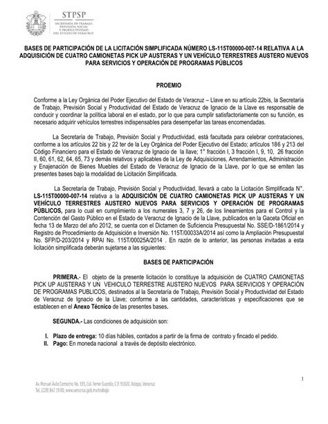 Pdf Bases De Participaci N De La Licitaci N Veracruz Gob Mx Wp