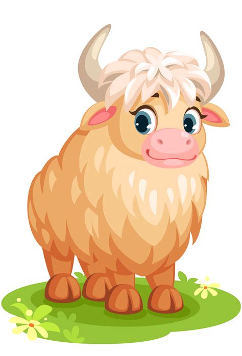 Cute white yak cartoon 619114 Vector Art at Vecteezy