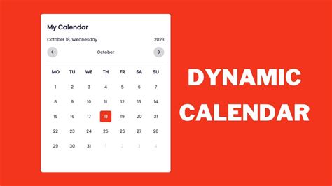 How To Create A Dynamic Calendar In Html Css And Javascript Youtube