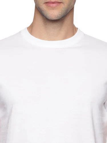 Men White Round Neck Plain T Shirt Half Sleeves Quantity Per Pack 1