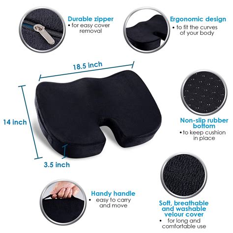 Qutool Memory Foam Coccyx Seat Cushion And Lumbar Support Pillow Black Qutool® Store