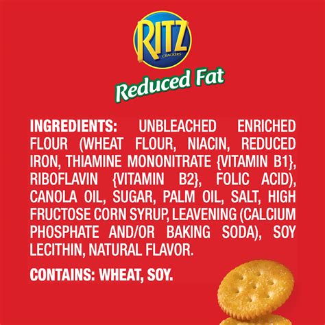 Ritz Crackers Nutrition Facts Label