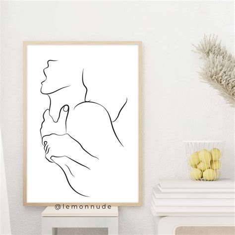 Shoulder Kissintimacy Sex Erotic Line Art Minimalism Etsy