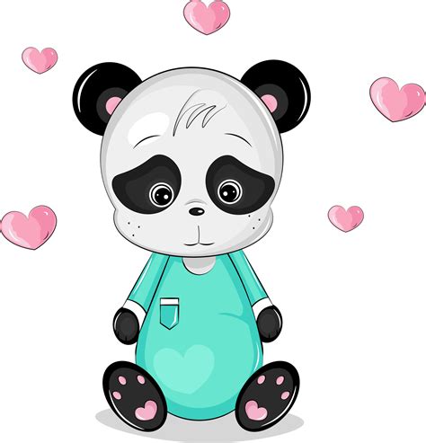 Lindo Oso Panda Con Corazón 12681050 Vector En Vecteezy