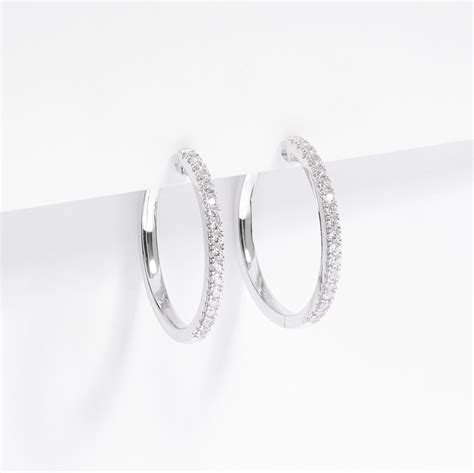 Sterling Silver Zirconia Huggies Earrings 25mm Simon Curwood Jewellers