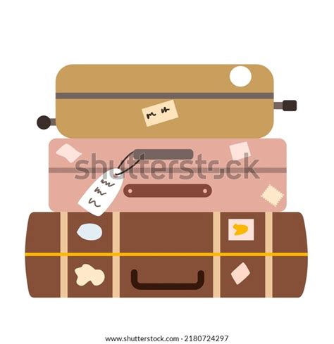 Sketched Stacked Suitcase Over Royalty Free Licensable Stock