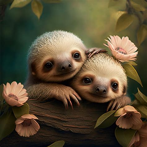 Premium Photo Cute Sloths Generative Ai