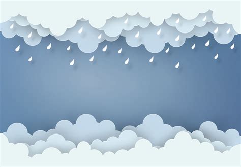 Paper Art Design Style The Concept Is Rainy Season Cloud And Rain On