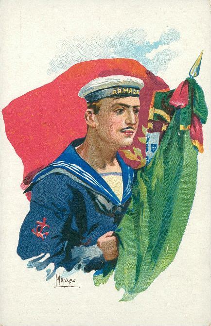 Portuguese Navy Sailor With National Flag Postcard História De