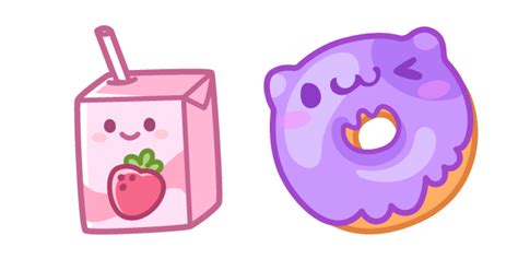 Cute Strawberry Milk and Donut cursor – Custom Cursor