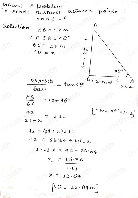 Solved A Vertical Flagpole AB Has A Height Of 42 M The Points B C