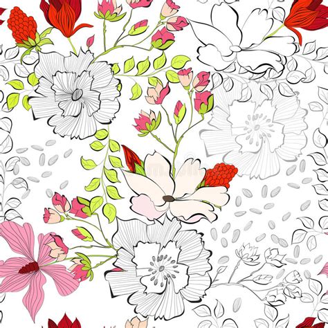 Configuration Sans Joint Avec Des Fleurs De Source Illustration Stock