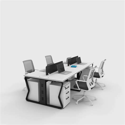 Modern Design Workstations Desk With Cabinet 4 Person Work Station