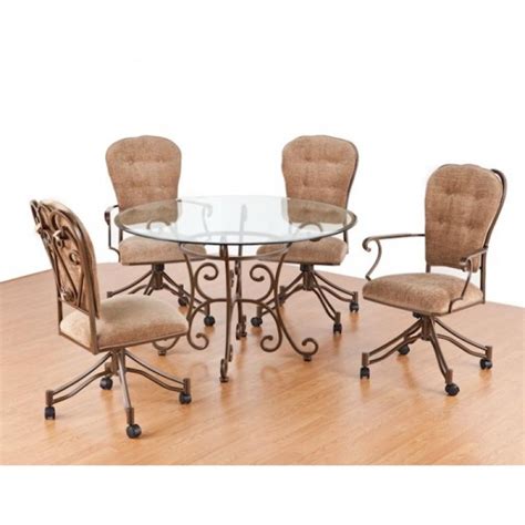 Dining Sets And Dinettes Veronica Swivel Tilt Caster Dinette Set Round