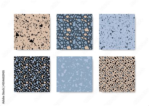 Set of terrazzo seamless patterns. Terrazzo floor pattern. Terrazzo ...