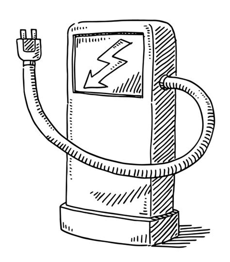 Handgezeichnete Vektorzeichnung Einer Lades Ule F R Elektroautos