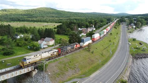 Awesome Aerial K View Ex Crex Gevo Leads A Big Stack Train Cn W