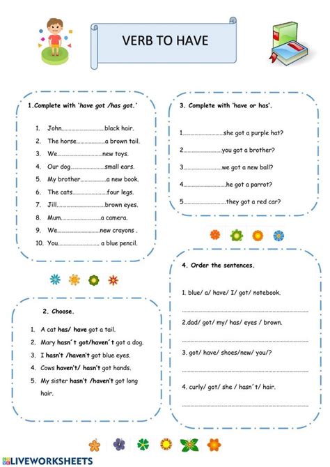 Have Got Interactive Worksheet Verb To Have English Worksheets For