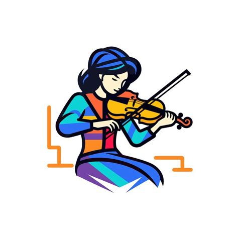 Um Desenho De Uma Mulher Tocando Um Violino Vetor Premium