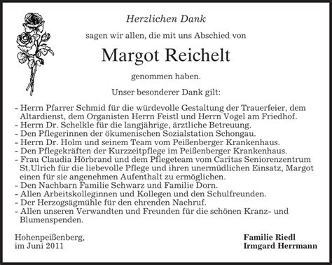 Traueranzeigen Von Margot Reichelt Trauer Merkur De