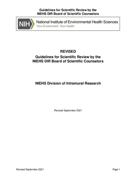 Fillable Online Guidelines For Scientific Review By The Niehs Dir Board