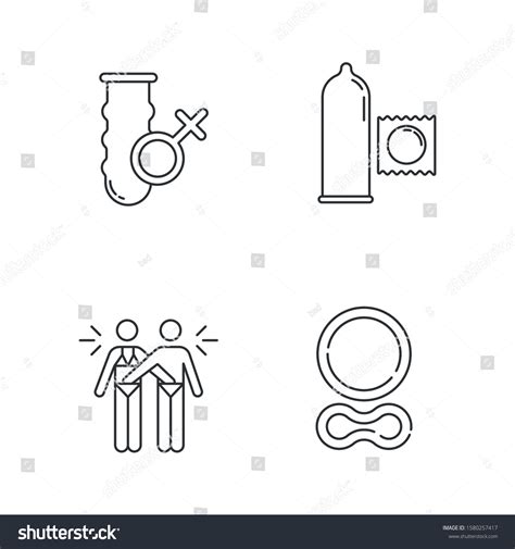 Safe Sex Linear Icons Set Female Stock Vector Royalty Free 1580257417 Shutterstock