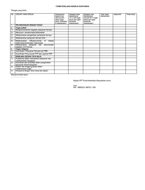 Contoh Form Penilaian Kinerja Pegawai Pdf