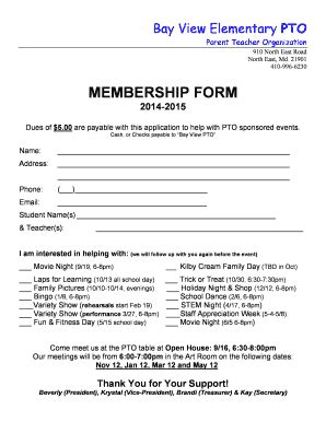 Fillable Online Schools Ccps Pto Membership Form Pdf