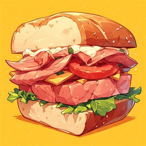 Premium Vector Savory Pulled Pork Sandwich Cartoon Style