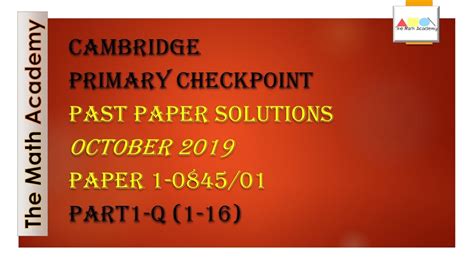 Checkpoint Primary Maths October Paper Cambridge Primary