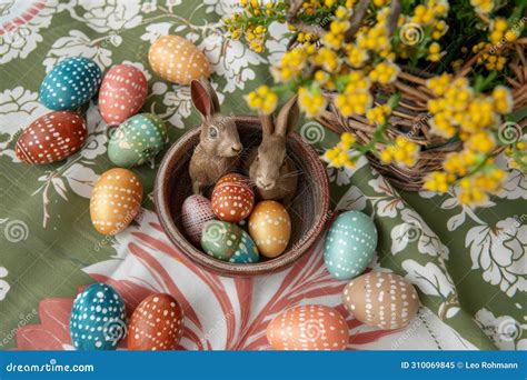 Happy Easter Bowtie Eggs Chestnut Blossoms Basket White Heartwarming