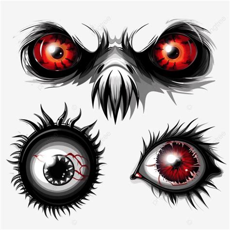 Monstruo De Peligro Y Conjunto De Ojos Rojos Malvados Png Dibujos