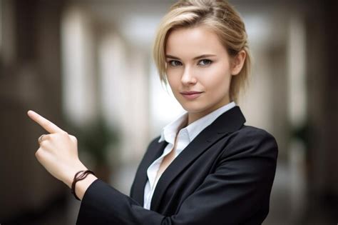 Premium Ai Image Portrait Of A Young Businesswoman Pointing