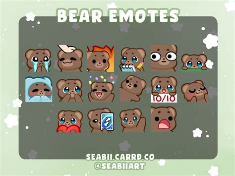 Bear Emote Pack For Twitch Discord And Youtube P2u Emotes Etsy