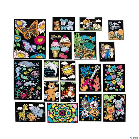 Color Your Own Fuzzy Poster Assortment 24 Pc Oriental Trading