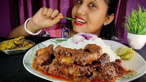 Asmr Eating Show Rice With Spicy Chicken Liver Gizzard Neck Kosha