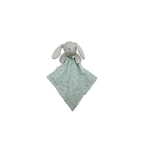 Doudou avec broderie personnalisée Lapin Vert d eau avec Accroche