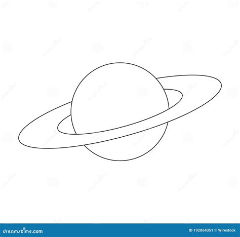 Illustration Of Outline Saturn Planet Icon Isolated On A White