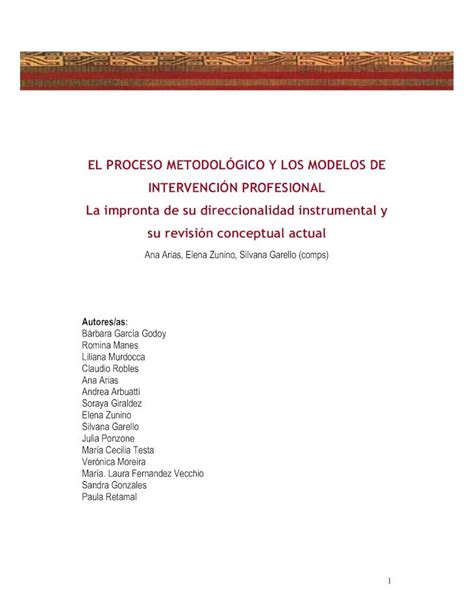 Pdf Proceso Metodologico Y Modelos De Intervenci N El Proceso