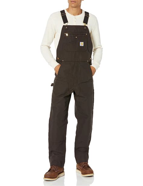 Carhartt Mens Relaxed Fit Duck Bib Overall 36w X 28l Dark Brown For