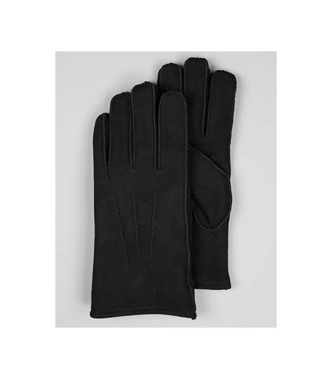 Mens Minnesota Black Suede Shearling Sheepskin Gloves