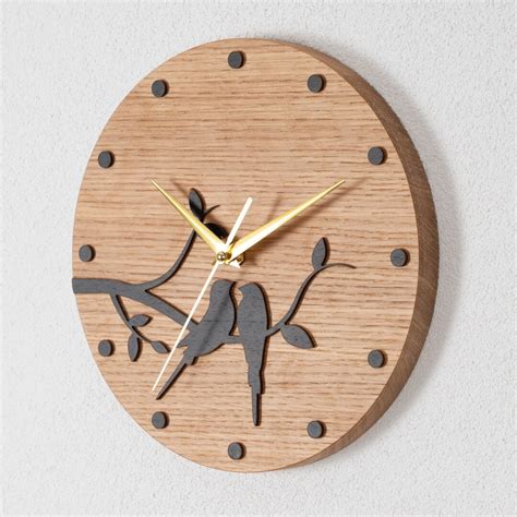 Minimalistische Wanduhr Aus Holz Eiche Massiv Mit Walnuss Etsy