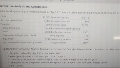 Ransaction Analysis And Adjustments Mark Ladd Opened Chegg