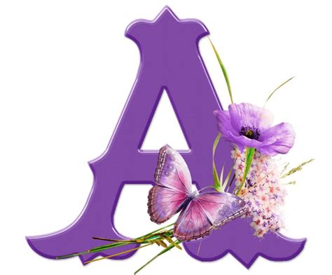 Sussurro de Amor Alfabeto decorativo png Borboleta e Papoula lilás