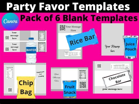 Party Favor Templates Bundle Save Bundle Chip Bag Template Etsy